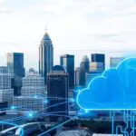Austin skyline with managed IT infrastructure overlay