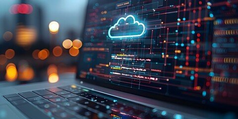 Digital cloud icon over a network of connected data points