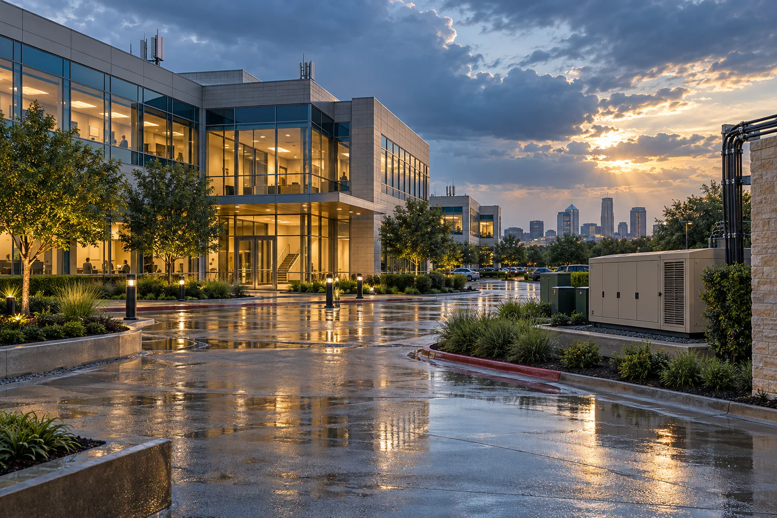 North Dallas office campus operating after a passing storm