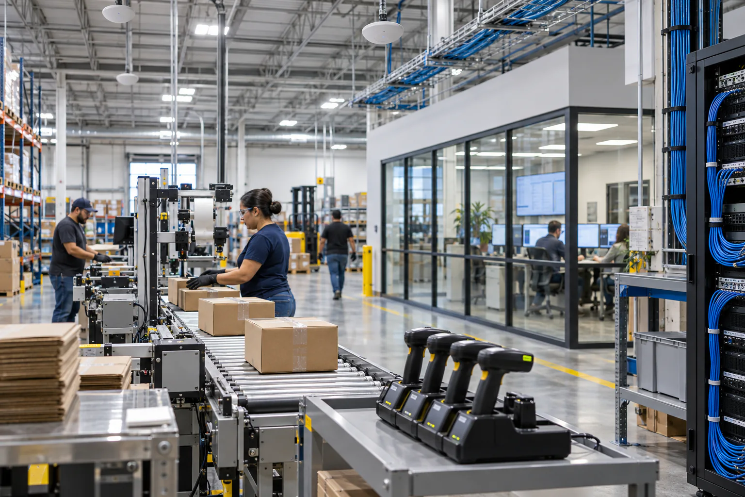 Connected light-industrial operation with scanners and wireless infrastructure in Pflugerville